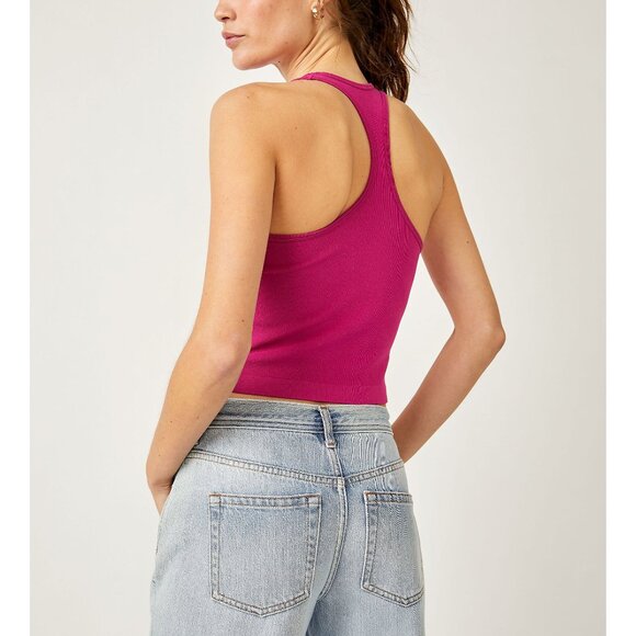 FREE PEOPLE Hayley Racerback Brami / Fuschia Festival - Picture 3 of 6